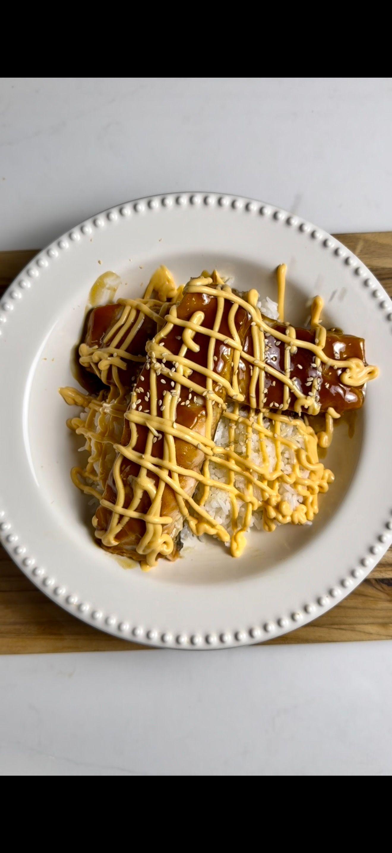 Teriyaki Salmon with Sriracha Cream Sauce