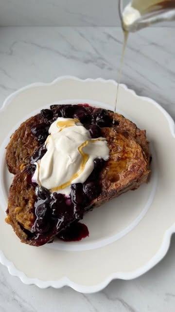French Toast, Blueberry Compote, & Vanilla Honey Whipped Cream