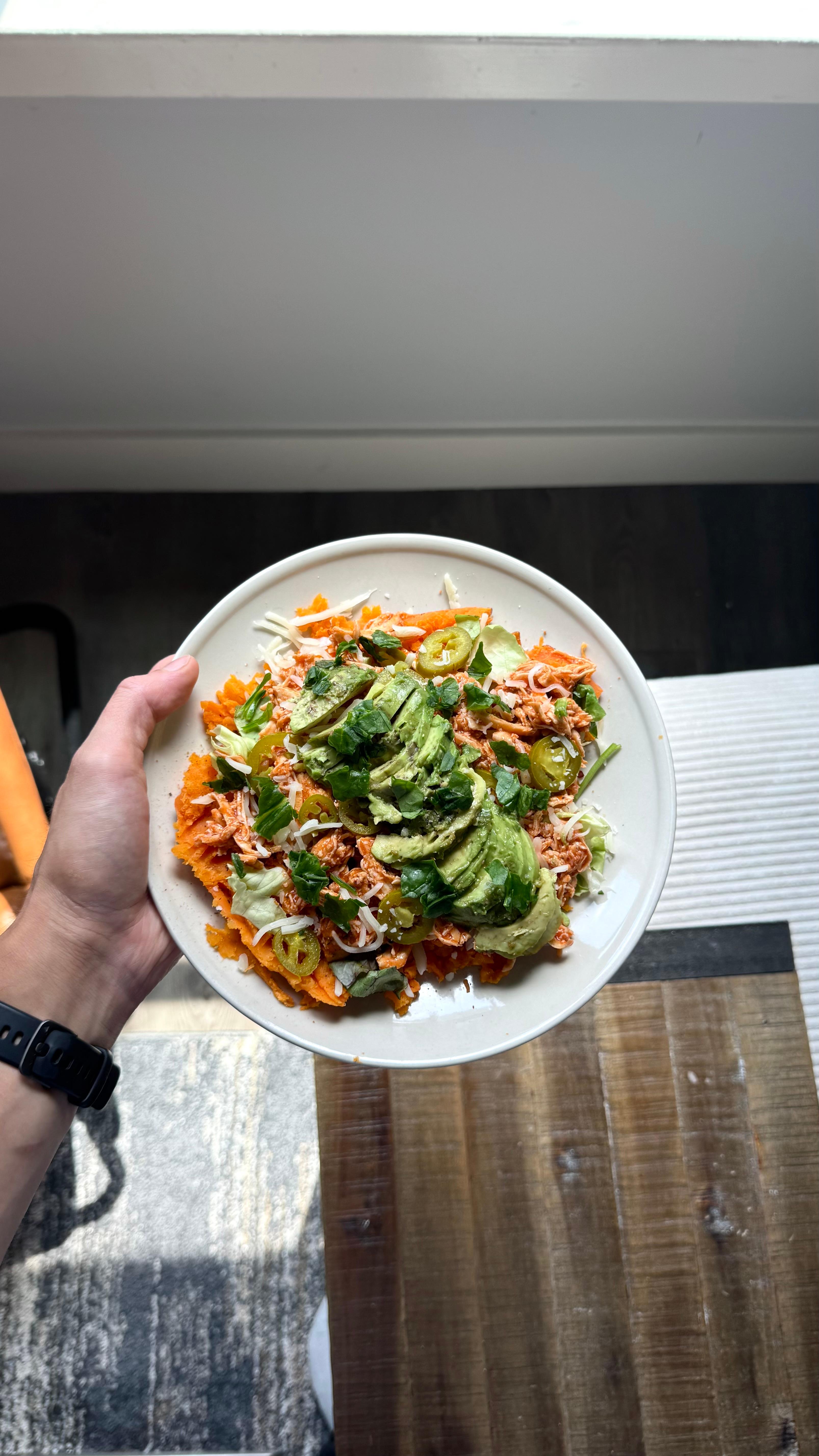 buffalo chicken loaded sweet potato 