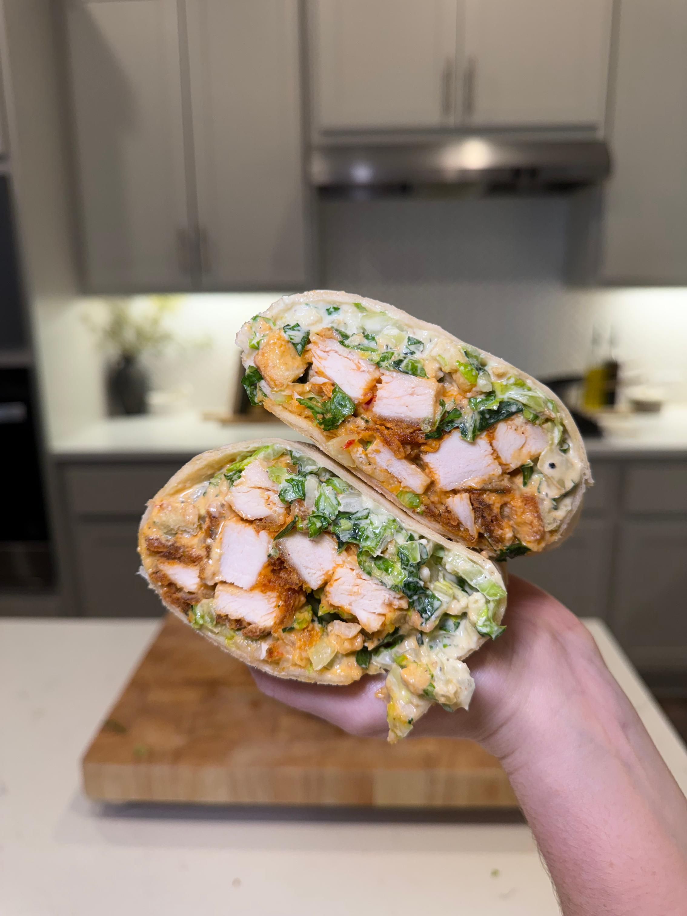 Vodka Parmesan Crispy Chicken Caesar Wrap