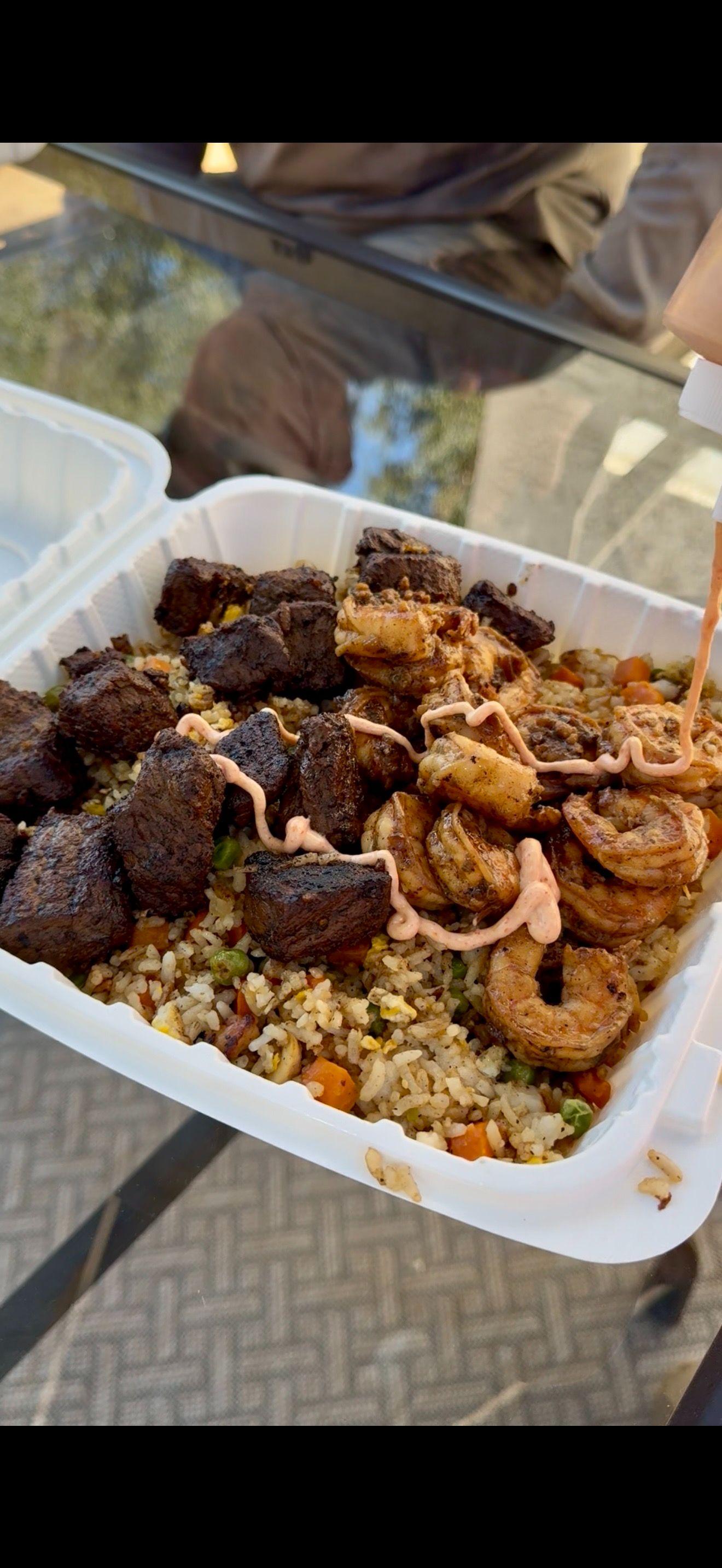 Steak & Shrimp Hibachi with Fried Rice and Homemade Yum Yum Sauce