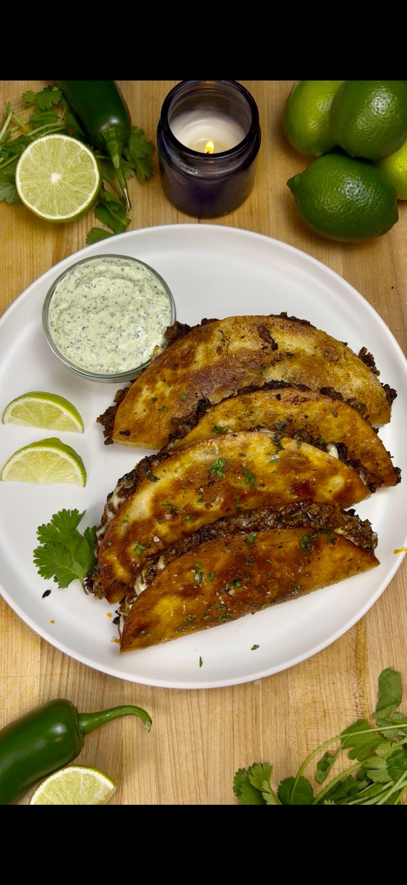 Crispy Beef Tacos with Cilantro Lime Sauce 🌮