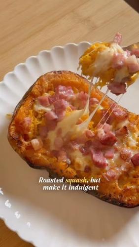 Baked butternut squash with smoked bacon 🍂🥓