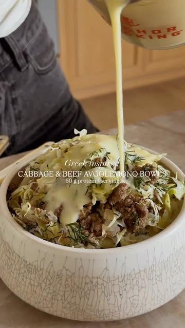 CABBAGE & BEEF AVGOLEMONO BOWLS