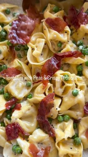 Tortellini with Peas and Crispy Prosciutto