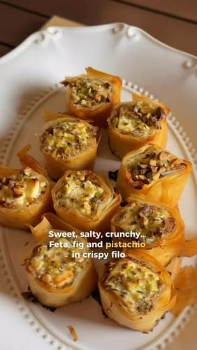 Crispy feta, pistachio & fig bites